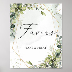 Moderne Grünpflanzen Blätter Gold geometrische Ges Poster