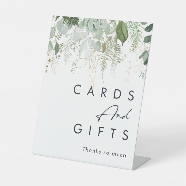 Moderne Grünpflanzen Kinderduschkarten und Geschen Sockelschild (Vorderseite)