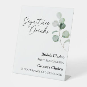 Moderne Grünpflanzen Weiße Hochzeitssignatur Geträ Sockelschild