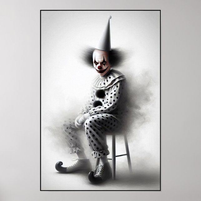 Moderne Grusel-Clown-Porträt  Poster (Vorne)