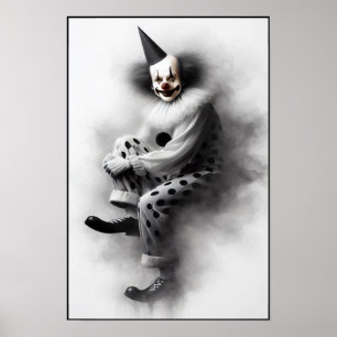 Moderne gruselige Clown-Porträt Poster