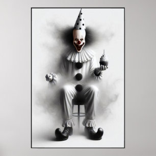 Moderne gruselige Clownsporträt Poster