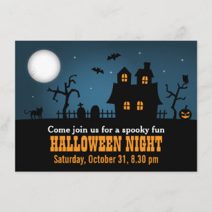 Moderne gruselige Halloween-Party im Spukhaus Einladung