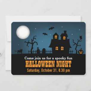 Moderne gruselige Halloween-Party im Spukhaus Einladung