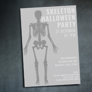 Moderne Gruselige Skelett Halloween-Party-Einladun Einladung