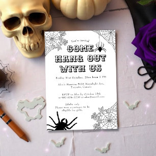 Moderne gruselige Spinnennetz Schwarz-Weiß Hallowe Einladung