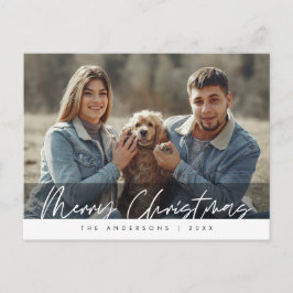 Moderne Gruß, frohe Weihnachten Familie Foto Post Postkarte