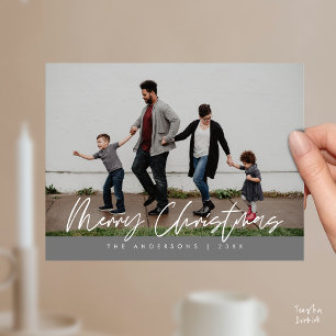 Moderne Grüße, Frohe Weihnachten Familienfoto Pos Postkarte