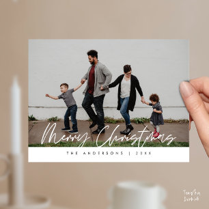 Moderne Grüße, Frohe Weihnachten Familienfoto-Pos Postkarte