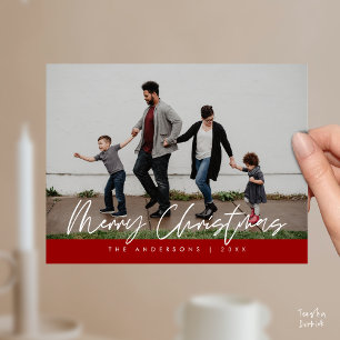 Moderne Grüße, Frohe Weihnachten Familienfoto Pos Postkarte