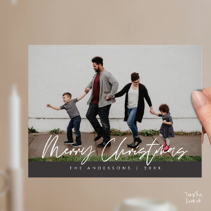 Moderne Grüße, Frohe Weihnachten Familienfoto Pos Postkarte