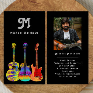 Moderne Guitar Teacher Custom Foto Business Card Visitenkarte