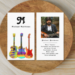 Moderne Guitar Teacher Custom Foto Business Card Visitenkarte