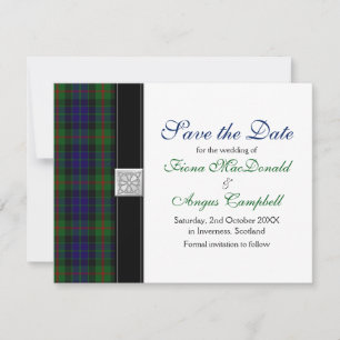 Moderne Gunn Tartan Hochzeit retten das Datum Save The Date