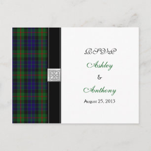 Moderne Gunn Tartan Wedding Rsvp Antwort Postkarte