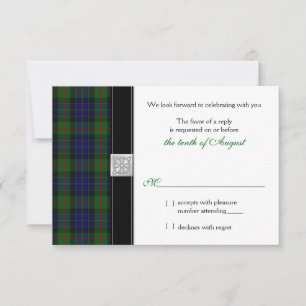 Moderne Gunn Tartan Wedding RSVP Antwortkarte