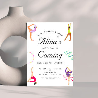 Moderne Gymnastik Geburtstagsparty Einladung