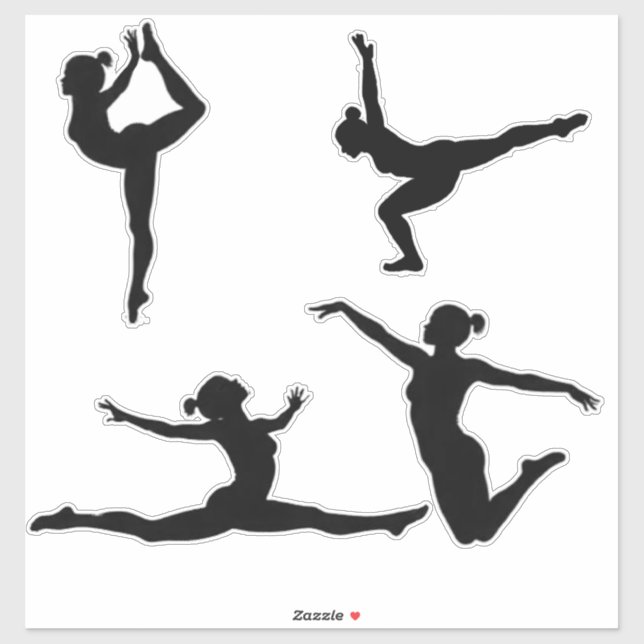 Moderne Gymnastikmädchen , Gymnast-Silhouette Aufkleber (Blatt)