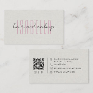 Moderne Haar-Make-up-Artist-Faux-Leinen-Script-Fot Visitenkarte