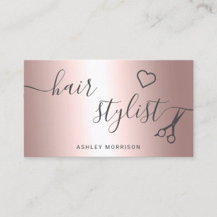 Moderne Haar stylistische Rose Gold Metallschere Visitenkarte