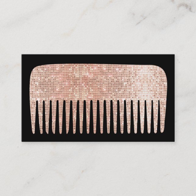 Moderne Haare Stylist Rose Gold Salon Comb Visitenkarte (Vorderseite)