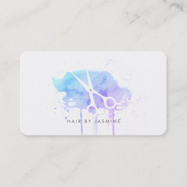 Moderne Haarfarbe Aquarell lila Visitenkarte (Vorderseite)