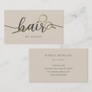 Moderne Haarschrift-Typografie goldene Schere Visitenkarte