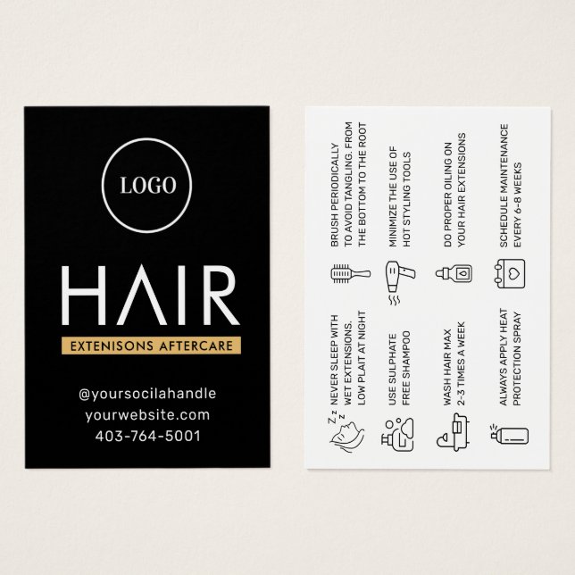 Moderne Haarverlängerung Aftercare Advice Card (Vorne & Hinten)