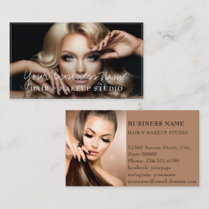 Moderne Hair & Makeup Künstler 2 Foto Visitenkarte
