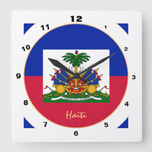 Moderne haitianische Flagge, trendy Haiti Zuhause  Quadratische Wanduhr