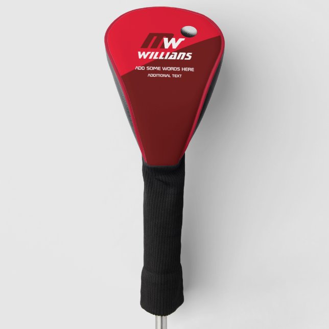 moderne Halb-rot-Golfer-Monogramm Golf Headcover (Vorderseite)