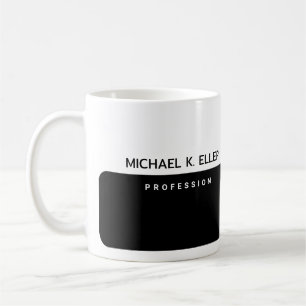 Moderne halb-schwarze, halbweiße Tasse mit Name