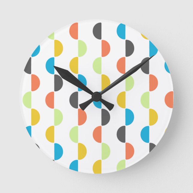 Moderne Halbkreise des mittleren Jahrhunderts Runde Wanduhr (Vorderseite)
