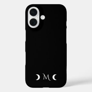 Moderne Halbmonde Schwarz-Weiß-Monogramm iPhone 16 Hülle