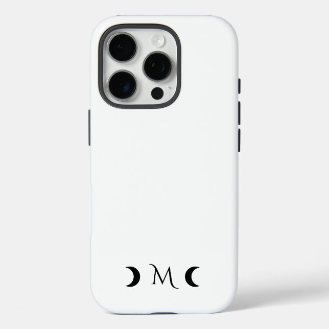 Moderne Halbmonde Schwarz-Weiß-Monogramm Case-Mate iPhone Hülle (Rückseite)