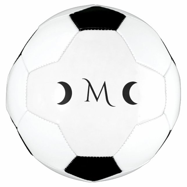 Moderne Halbmonde Schwarz-Weiß-Monogramm Fußball (Vorderseite)