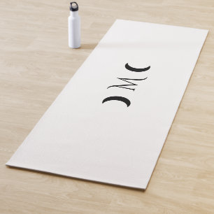 Moderne Halbmonde Schwarz-Weiß-Monogramm Yogamatte