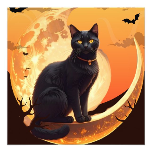 Moderne Halloween Black Cat Fotodruck (Vorne)