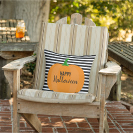 Moderne Halloween Black Stripes mit Pumpkin Kissen