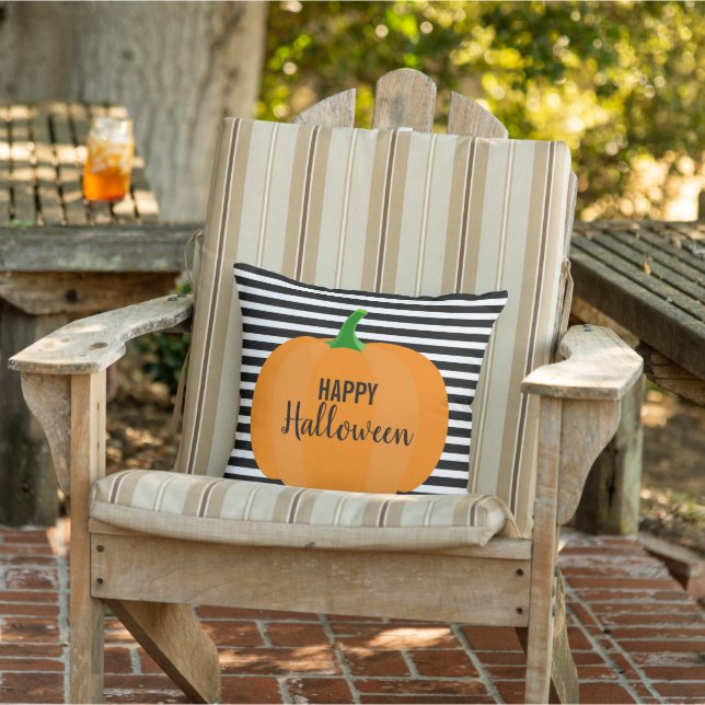 Moderne Halloween Black Stripes mit Pumpkin Kissen (Stuhl)