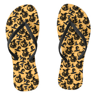 Moderne Halloween-Frau Hexenhut Orange Flip Flops
