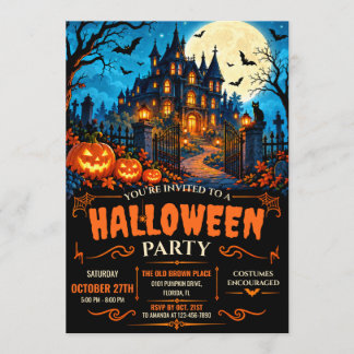 Moderne Halloween-Party im Geisterhaus Einladung