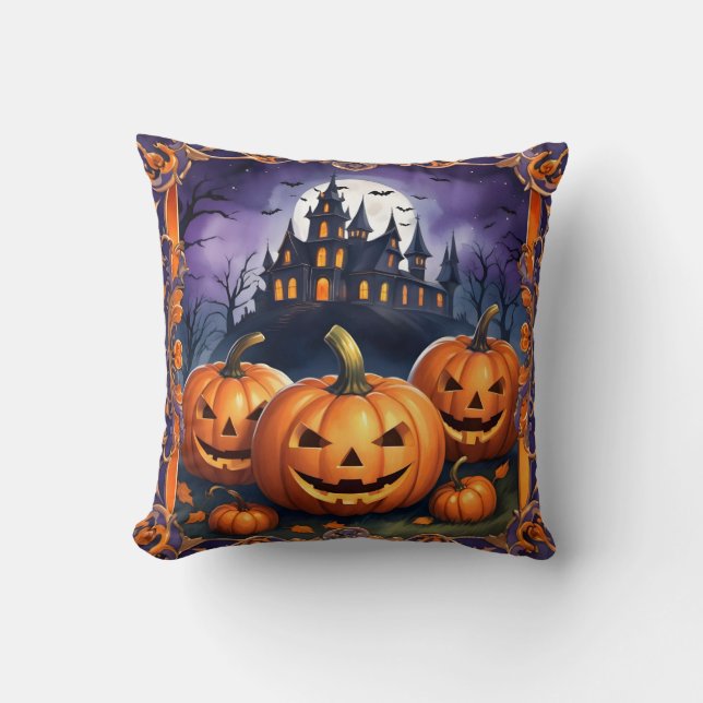 Moderne Halloween Pumpkin Herbst Kollektion Kissen (Vorderseite)