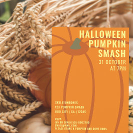 Moderne Halloween Pumpkin Smash Party Einladung