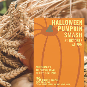 Moderne Halloween Pumpkin Smash Party Einladung