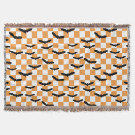 Moderne Halloween Spookobas Orange Checkerboard Decke