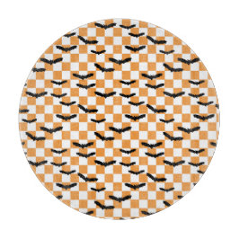 Moderne Halloween Spookobas Orange Checkerboard Schneidebrett