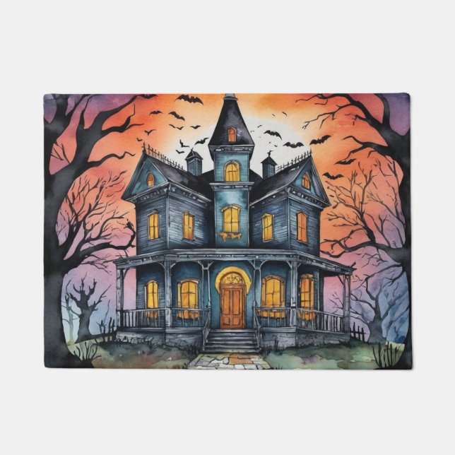 Moderne Halloween Spuk Hausmäntel Fußmatte (Vorderseite)