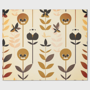 Moderne Halloween-Totenkopf-Blumenmuster-Wrap-Papi Geschenkpapier