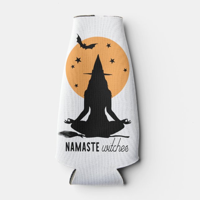 Moderne Halloween-Yoga-Hexe Flaschenkühler (Vorderseite)